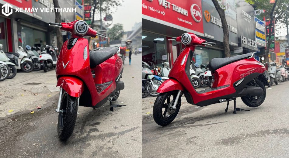 Mẫu xe điện VinFast Evo Grand màu đỏ đẹp - xe máy điện vinfast đi được bao nhiêu km