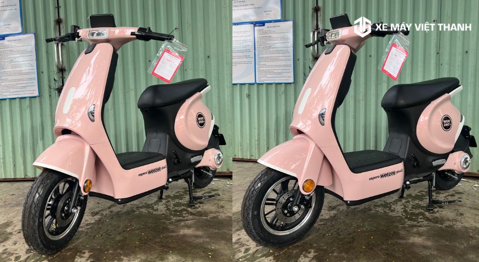 Xe máy điện Espero Weezee màu hồng nhẹ nhàng
