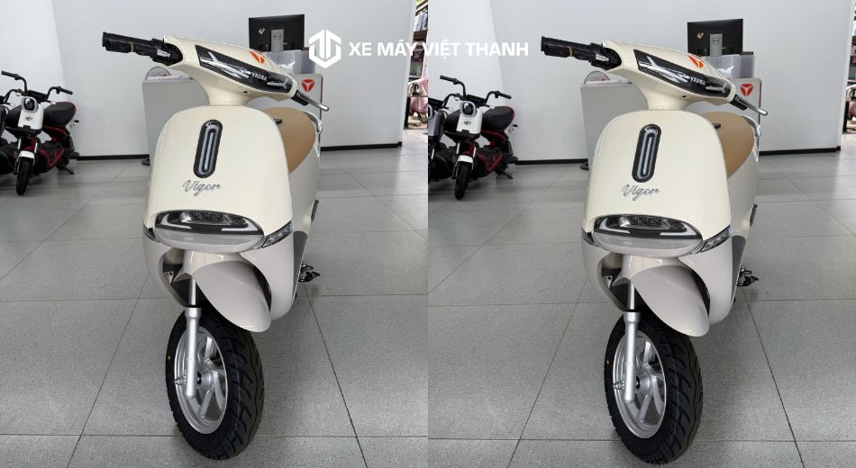 Mẫu xe máy điện Vigor màu trắng đẹp