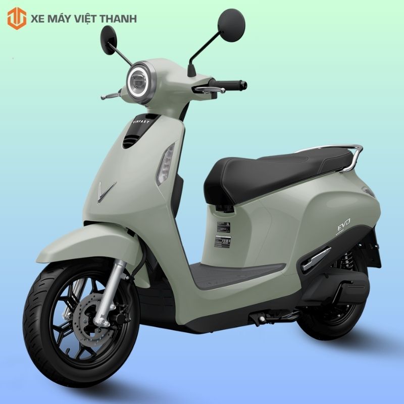 Mẫu xe máy điện VinFast Evo Max đổi pin chính hãng màu xanh Oliu